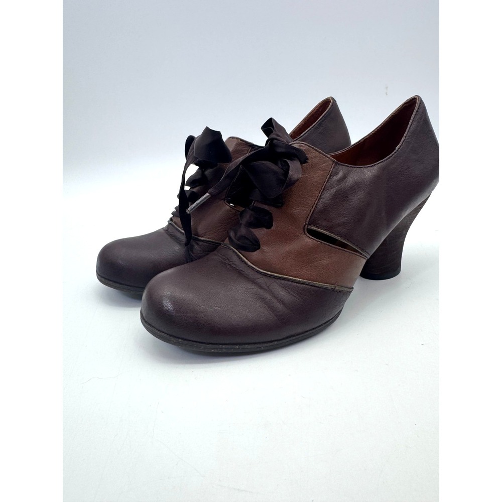 Naya Jasper Lace Up Heels Shoe 3" Retro 1930s Style Oxford Brown Tan Leather 8M